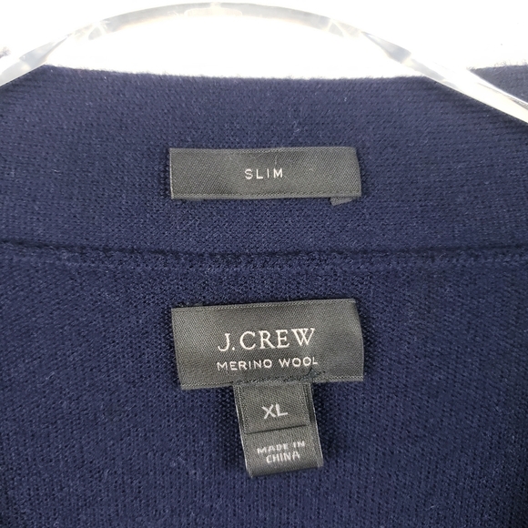 J. Crew Slim Fit Merino Wool Cardigan Sweater Button Front Navy Blue Men's Large - Picture 5 of 7